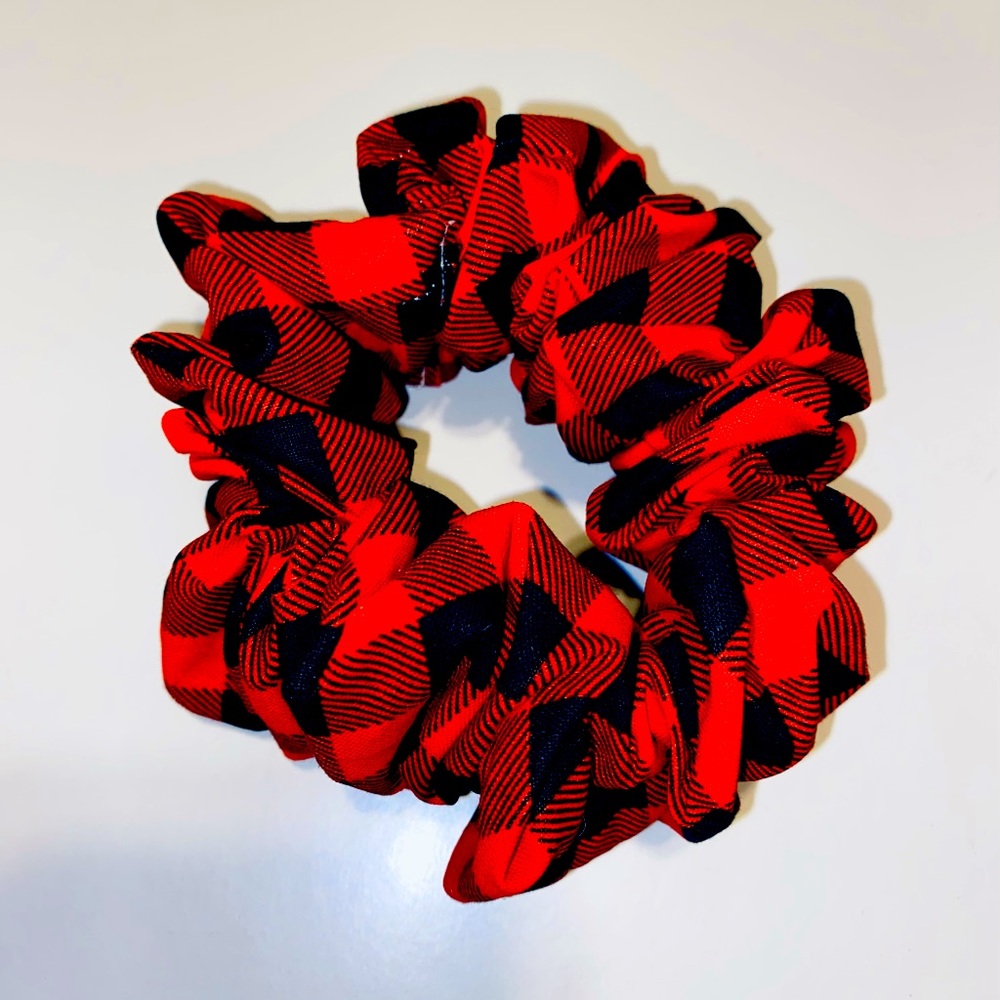 Black and red handmade scrunchies